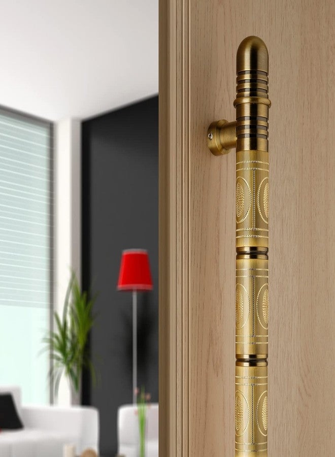 LAPO مقبض باب LAPO نحاسي بالكامل مقاس 18 بوصة للباب الرئيسي، مقبض باب غرفة النوم للأبواب الخشبية والزجاجية، مقبض باب سحب ودفع للمنزل والمكتب والفندق - عبوة من قطعة واحدة | لمسة نهائية عتيقة، ضمان 3 سنوات | - Image 2